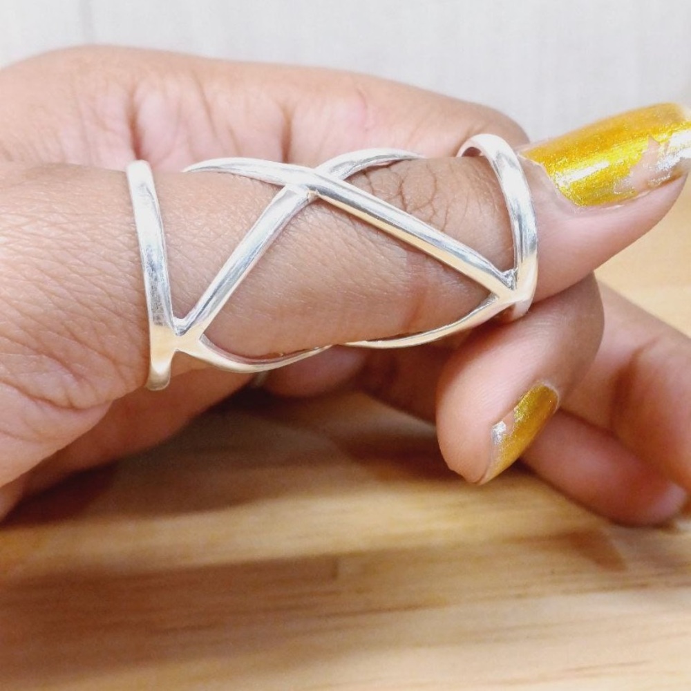 Arthritis finger splint ring for lateral deviation sterling silver 925, size 8